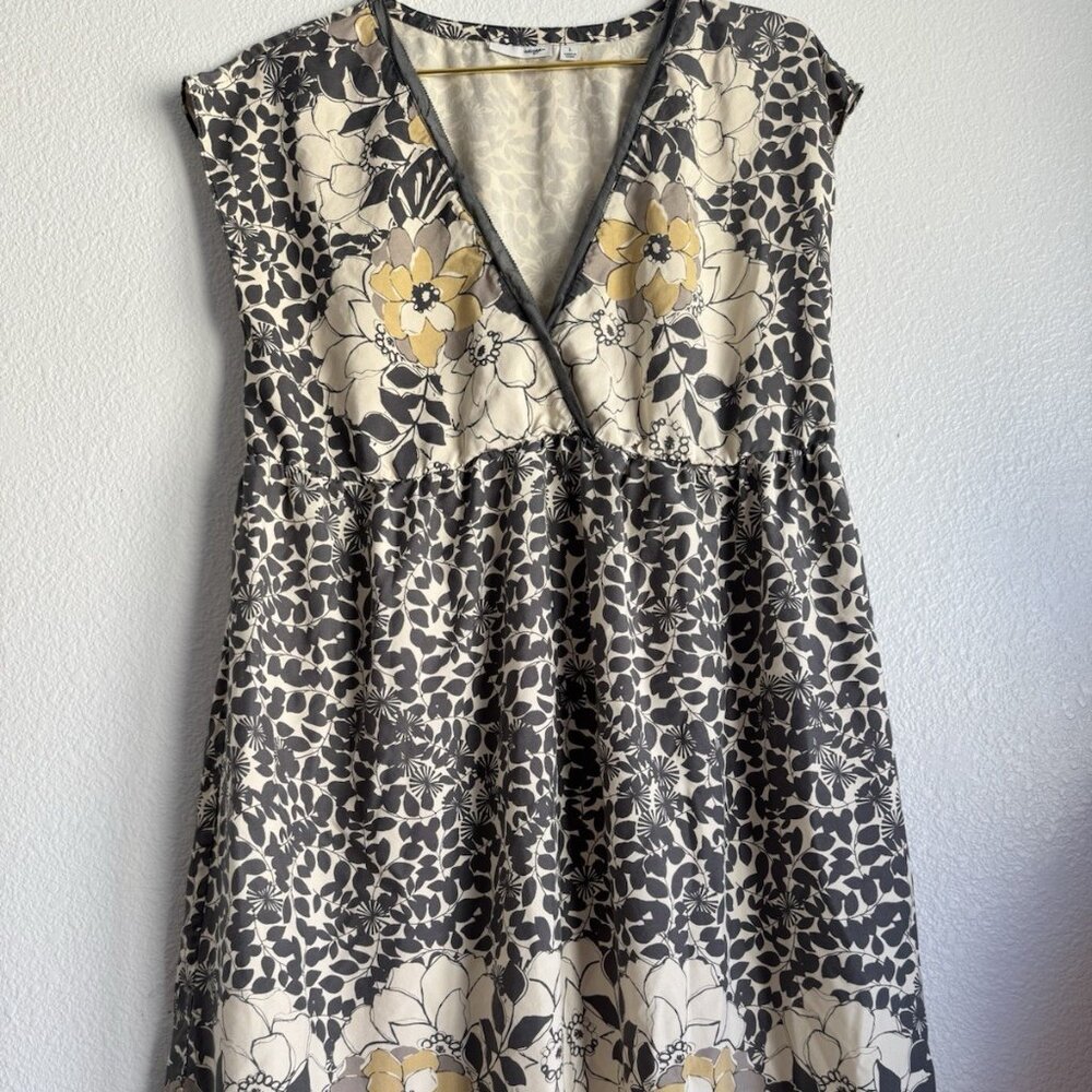 Halogen Floral Print Mini Sleeveless Dress Gray Boho Casual Beach